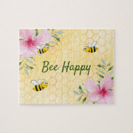 Niedlich Gelbe Bienen Rosa tropische Blume Sommer Puzzle