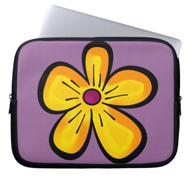 Niedlich-Gelbe Blume Laptopschutzhülle (Vorderseite)