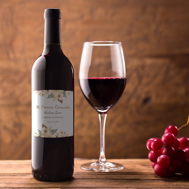 Niedlich Gelbe Blumen Spanische Erste Kommune Weinetikett (Von Creator hochgeladen)