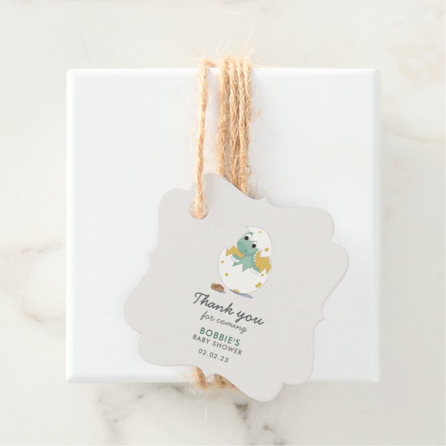 Niedlich-Gelbe Dinosaurier Hatchin Egg Gefälligkei Geschenkanhänger (Beispiel)