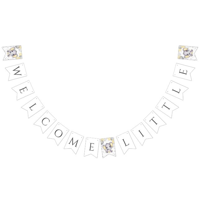 Niedlich-Gelbe Elefant Balloons Babydusche Wimpelkette (Alle)