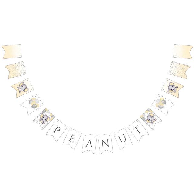 Niedlich-Gelbe Elefant Balloons Babydusche Wimpelkette (Alle)