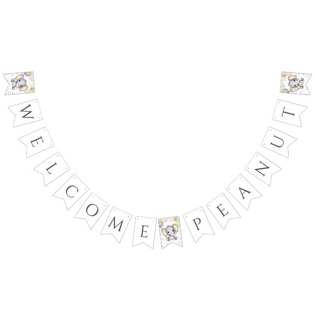 Niedlich Gelbe Elefantenballoons Kinderdusche Jage Wimpelkette (Alle)