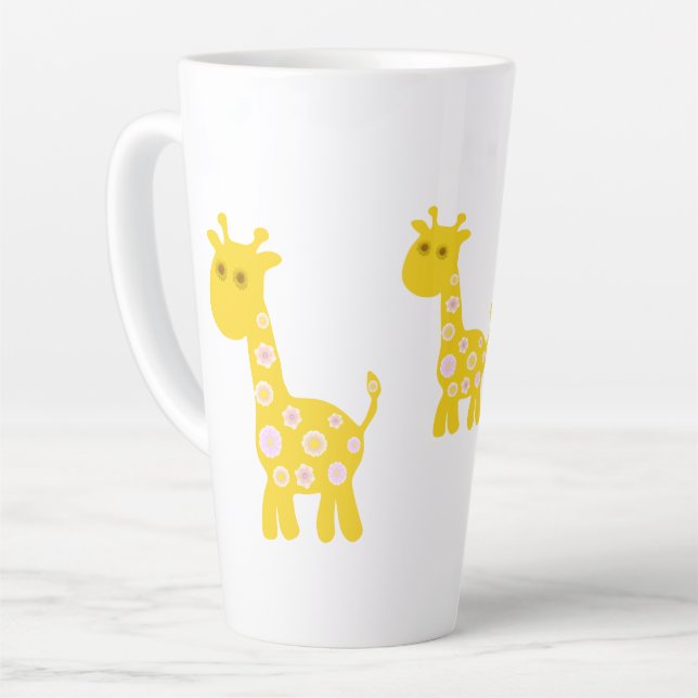 Niedlich-Gelbe Giraffe-Blume Milchtasse (Linke Ecke)