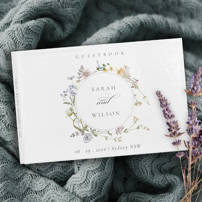 Niedlich-Gelbe Rustikale Wiesenblumenwetterhochzei Gästebuch (Von Creator hochgeladen)