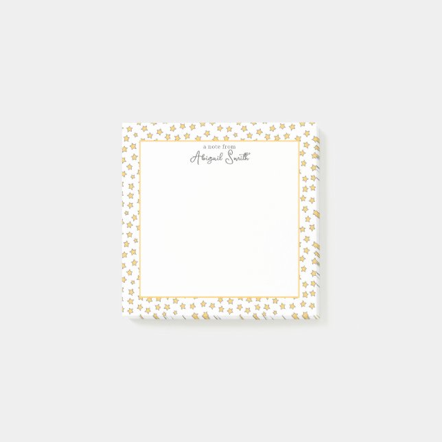 Niedlich Gelbe Sterne Muster Kids Nachhinweise Post-it Klebezettel (Vorderseite)