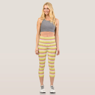 Niedlich-gelbe Streifen Capri Leggings