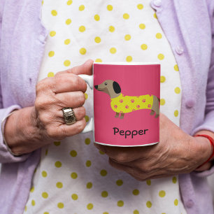 Niedlich Gelbe und rosa Dackel Hundename Funny Jumbo-Tasse