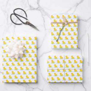 Niedlich-Gelbente-Babydusche Geschenkpapier Set