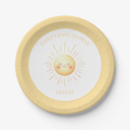 Niedlich-gelber Boho lächelnd Sunshine Baby Dusche Pappteller