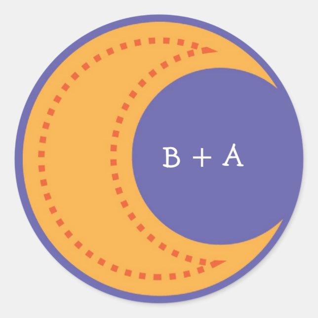 Niedlich-Gelber Cartoon-Mond (Nacht) Umschlag Aufk Runder Aufkleber (Vorderseite)