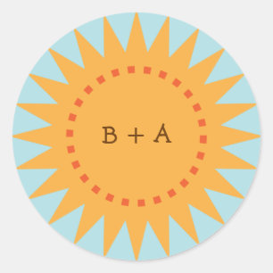 Niedlich Gelber Cartoon Sonne (Tag) Umschlag Aufkl Runder Aufkleber