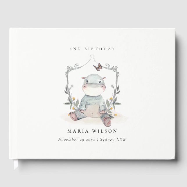 Niedlich-gelbes Hippo-Foliage jedes Lebensalter Gästebuch (Vorderseite)