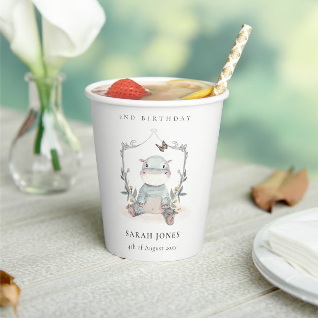 Niedlich-gelbes Hippo-Foliage jedes Lebensalter Pappbecher (In Situ)