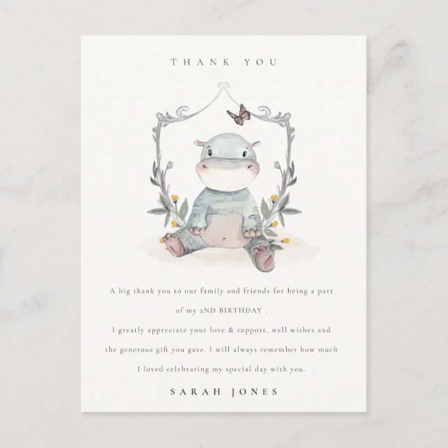 Niedlich-gelbes Hippo-Foliage jedes Lebensalter Postkarte (Vorderseite)