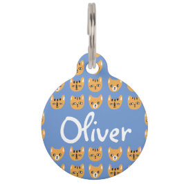 Niedlich-gelbes Katzenkopfmuster - benutzerdefinie Haustiermarke