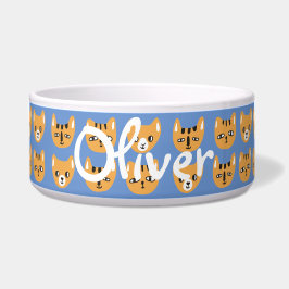 Niedlich-gelbes Katzenkopfmuster - benutzerdefinie Napf