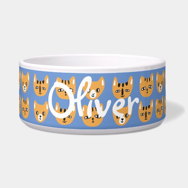 Niedlich-gelbes Katzenkopfmuster - benutzerdefinie Napf (Vorderseite)
