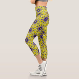 Niedlich-Gelbes Lila Kaleidoskop Geometrisches Mus Capri Leggings