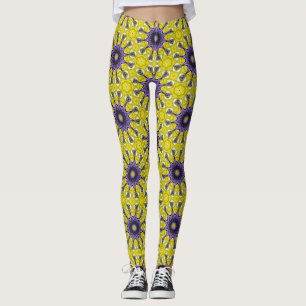 Niedlich-Gelbes Lila Kaleidoskop Geometrisches Mus Leggings