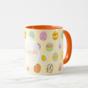 Niedlich Gelbes Ostereier Muster Personalisierter  Tasse