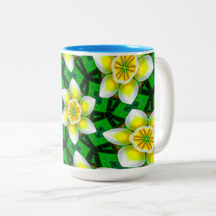 Niedlich-Gelbes Plumeria-Muster Zweifarbige Tasse
