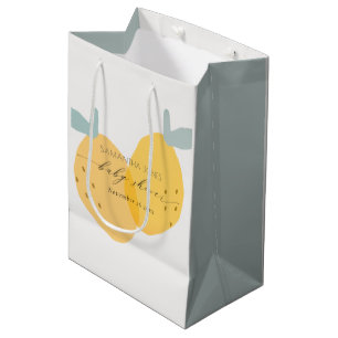 Niedlich-gelbes Zitronenfrucht-Zitrusfrüchtedusch Mittlere Geschenktüte
