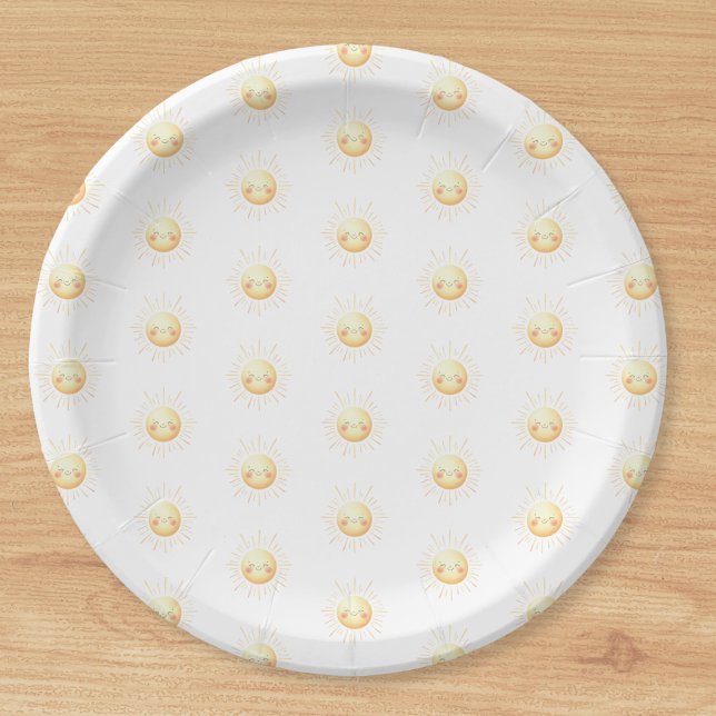 Niedlich Gelbfärbung Sonnenschein Boho Whimsikum Pappteller (Brighten your party with cute yellow sunshine boho plates! Perfect for a fun whimsical celebration.)