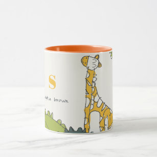 Niedlich-Gelbgrün-Jungle-Giraffe Gezeichnet Kind Tasse