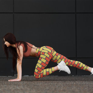 Niedlich-Gelbziegeln-Zickzack-Workout-Orange Leggings
