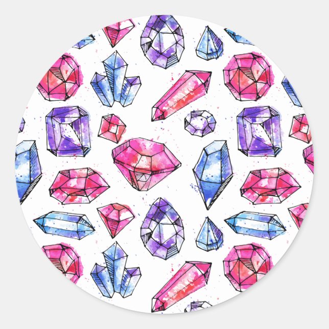 Niedlich Gem Muster Runder Aufkleber (Vorderseite)