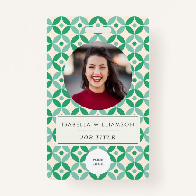 Niedlich Geometric Green Employee Foto ID Corporat Ausweis (Vorderseite)