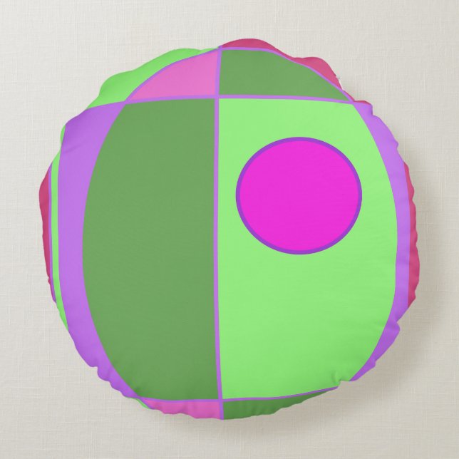 Niedlich Geometric Sherell Rundes Kissen (Rückseite)