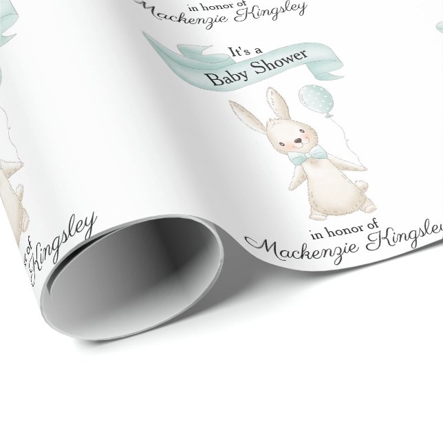 Niedlich gepolstertes Bunny mit Aquamariner Balloo Geschenkpapier (Rolleneckpunkt)