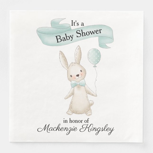 Niedlich gepolstertes Bunny mit Aquamariner Balloo Serviette (Vorderseite)