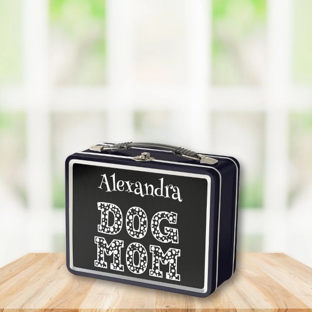 Niedlich gepunktete Dog-Mama Graphics typography m Metall Brotdose (Von Creator hochgeladen)