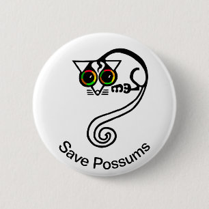 Niedlich Gerettet POSSUMS - gefährdete Tiergrafik  Button
