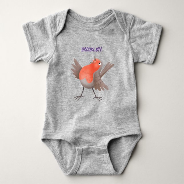 Niedlich gesang Robin Vogel Cartoon Baby Bodysuit Baby Strampler (Vorderseite)