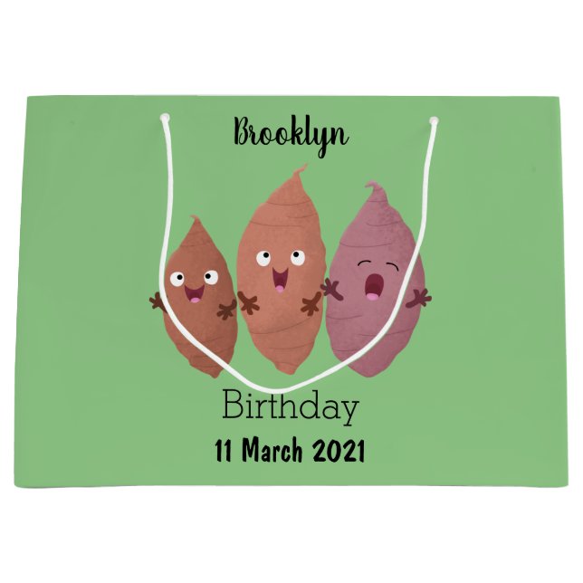 Niedlich gesang Süßkartoffeln Cartoon Gemüse Große Geschenktüte (Vorderseite)