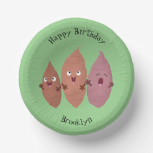 Niedlich gesang Süßkartoffeln Cartoon Gemüse Pappteller