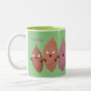 Niedlich gesang Süßkartoffeln Cartoon Gemüse Zweifarbige Tasse