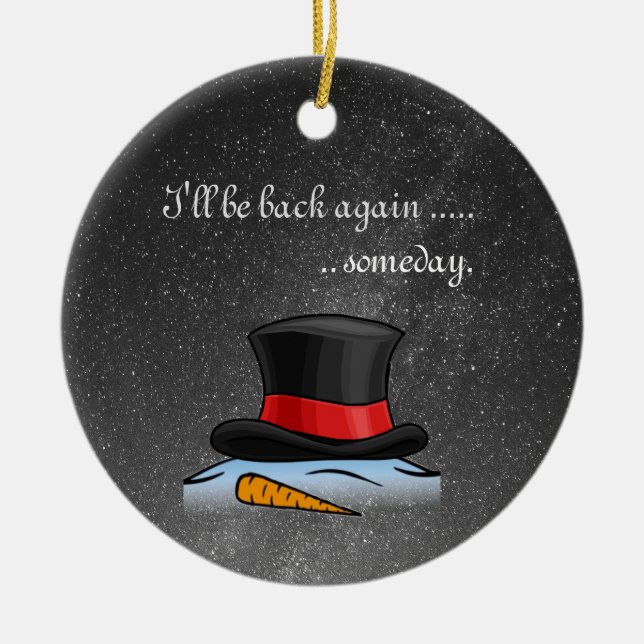 Niedlich geschmolzener Snowman Alte Seidenraupe Keramik Ornament (Vorne)