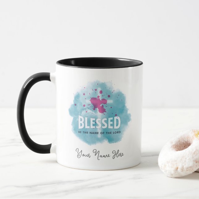 Niedlich gesegnet sei der Name des Christlichen He Tasse (Mit Donut)