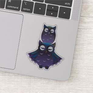 Niedlich gestapelte Lila und blaue Eulen Aufkleber