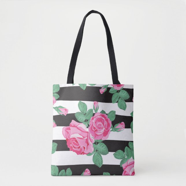 Niedlich gestreifte Blumenzacktasche (Vorderseite)