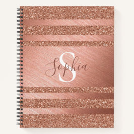 Niedlich gestreifte Rose Gold Glitzer Metal Mit Mo Notizbuch