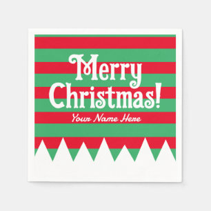 Niedlich gestreifter Elf-Anzug Weihnachts-Party Serviette