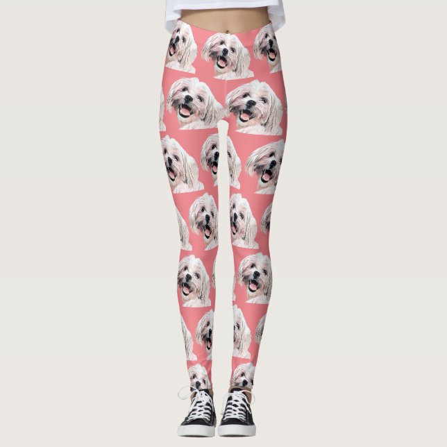 Niedlich gestrichene maltesische Hunde-Leggings Leggings (Vorderseite)