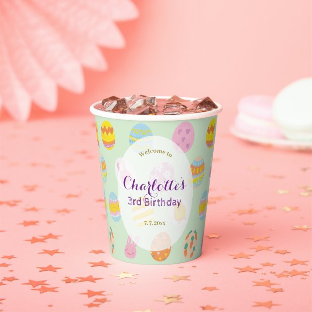 Niedlich gestrichenes Ei Muster Green Kindergeburt Pappbecher (Insitu)