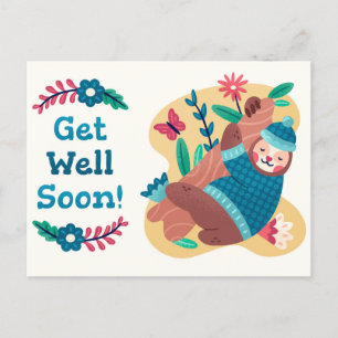 Niedlich Get Well bald Postcard Postkarte
